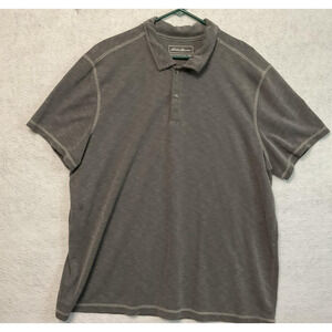 Eddie Bauer Shirt Mens 2XL Gray Active Performance Polo Short Sleeve Polyester
